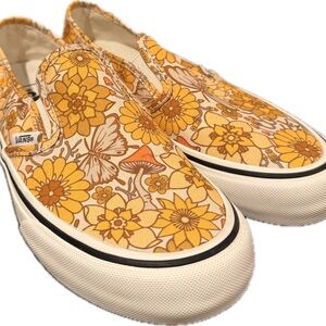Vans Yellow Floral Slip-On Shoes